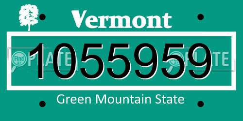 1055959 Vermont License Plate