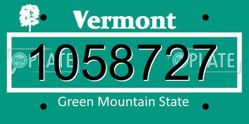1058727 Vermont License Plate