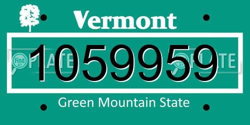 1059959 Vermont License Plate