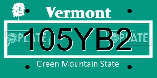 105YB2 Vermont License Plate