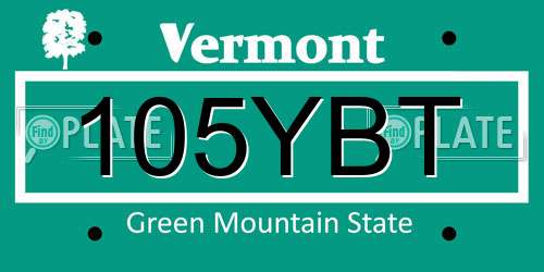 105YBT Vermont License Plate