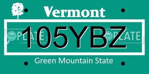 105YBZ Vermont License Plate