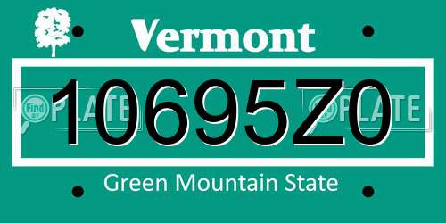 10695Z0 Vermont License Plate