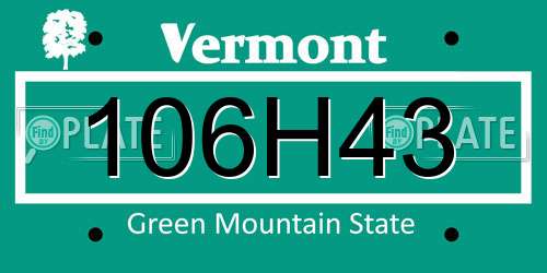 106H43 Vermont License Plate