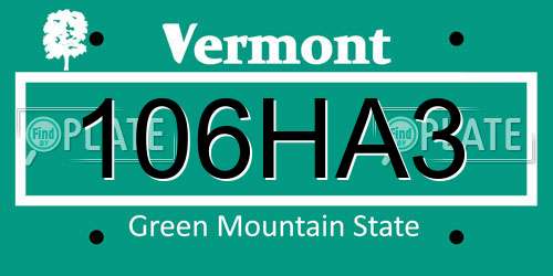 106HA3 Vermont License Plate
