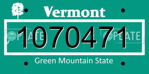 1070471 Vermont License Plate