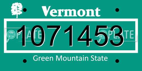 1071453 Vermont License Plate