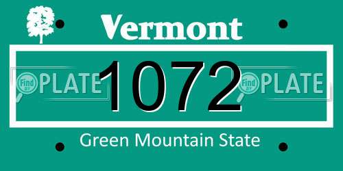 1072 Vermont License Plate