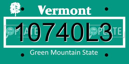 10740L3 Vermont License Plate