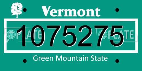1075275 Vermont License Plate