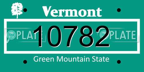 10782 Vermont License Plate