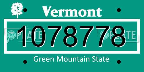 1078778 Vermont License Plate