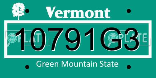 10791G3 Vermont License Plate