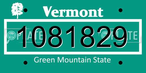 1081829 Vermont License Plate