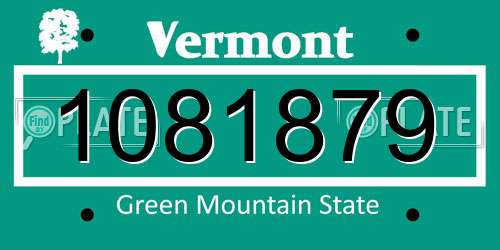 1081879 Vermont License Plate