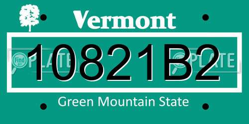 10821B2 Vermont License Plate