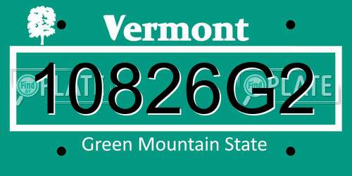 10826G2 Vermont License Plate
