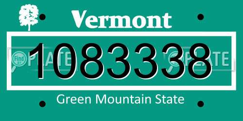 1083338 Vermont License Plate