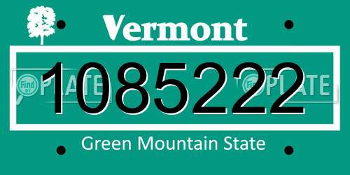 1085222 Vermont License Plate