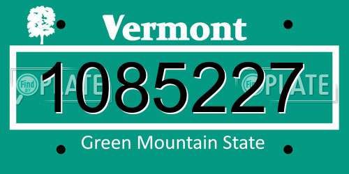 1085227 Vermont License Plate