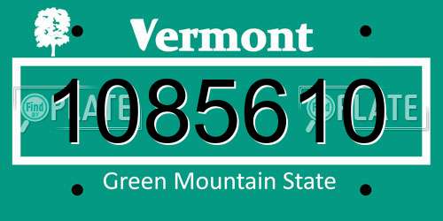1085610 Vermont License Plate