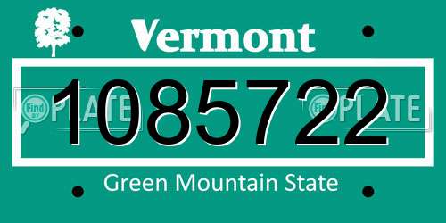 1085722 Vermont License Plate