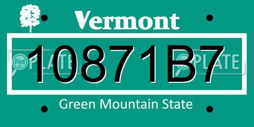 10871B7 Vermont License Plate