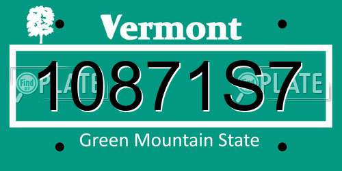 10871S7 Vermont License Plate