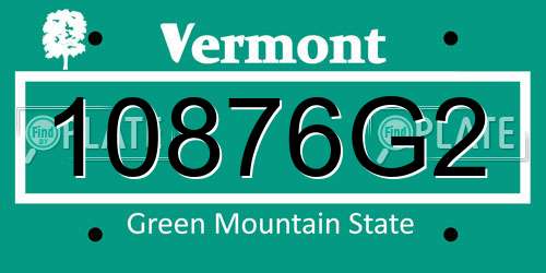 10876G2 Vermont License Plate
