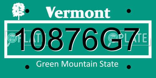 10876G7 Vermont License Plate