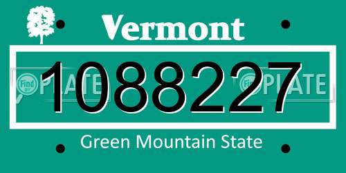 1088227 Vermont License Plate