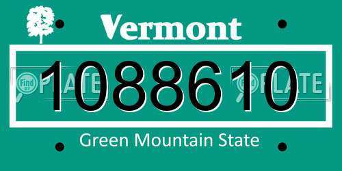 1088610 Vermont License Plate