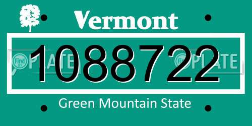 1088722 Vermont License Plate