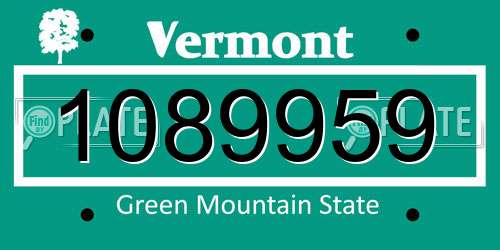 1089959 Vermont License Plate