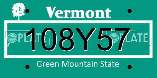 108Y57 Vermont License Plate