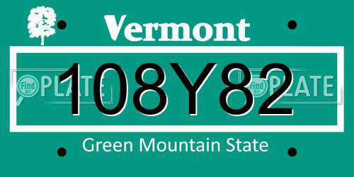 108Y82 Vermont License Plate