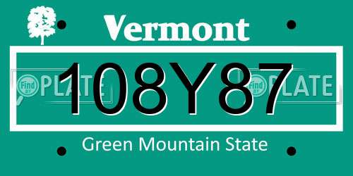 108Y87 Vermont License Plate
