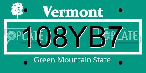 108YB7 Vermont License Plate