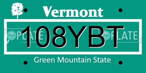 108YBT Vermont License Plate