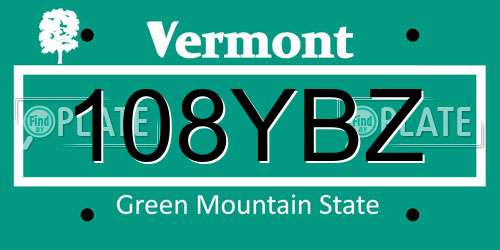108YBZ Vermont License Plate
