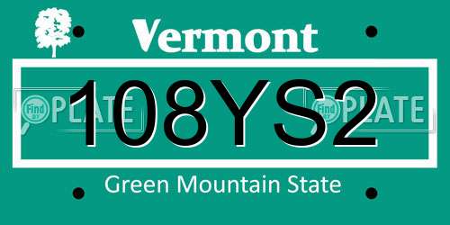 108YS2 Vermont License Plate
