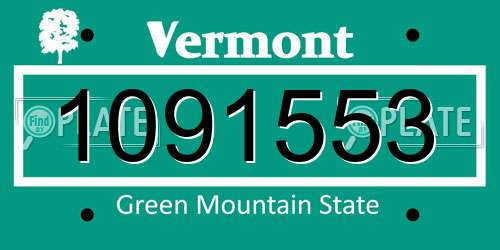 1091553 Vermont License Plate