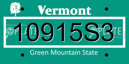 10915S3 Vermont License Plate