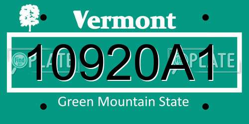 10920A1 Vermont License Plate