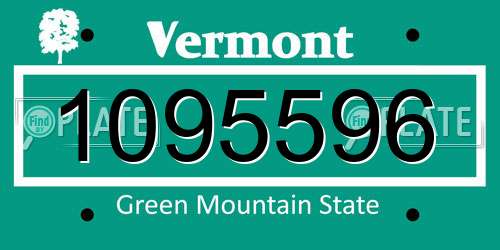 1095596 Vermont License Plate