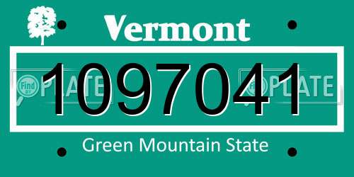 1097041 Vermont License Plate