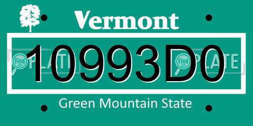 10993D0 Vermont License Plate