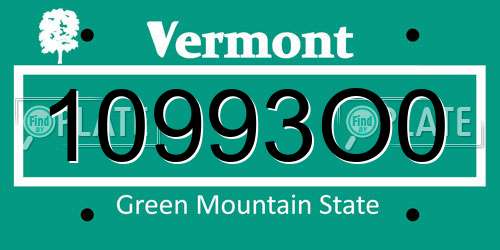 10993O0 Vermont License Plate