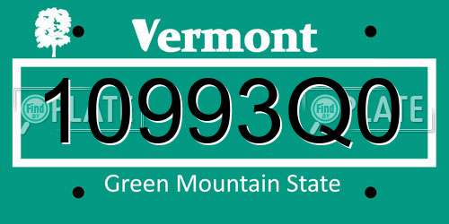 10993Q0 Vermont License Plate