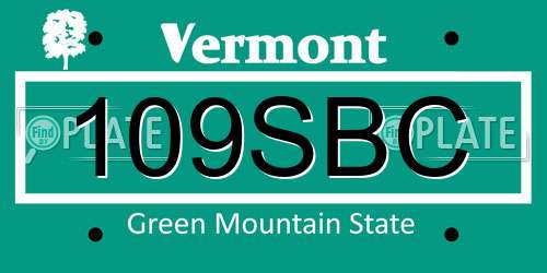 109SBC Vermont License Plate